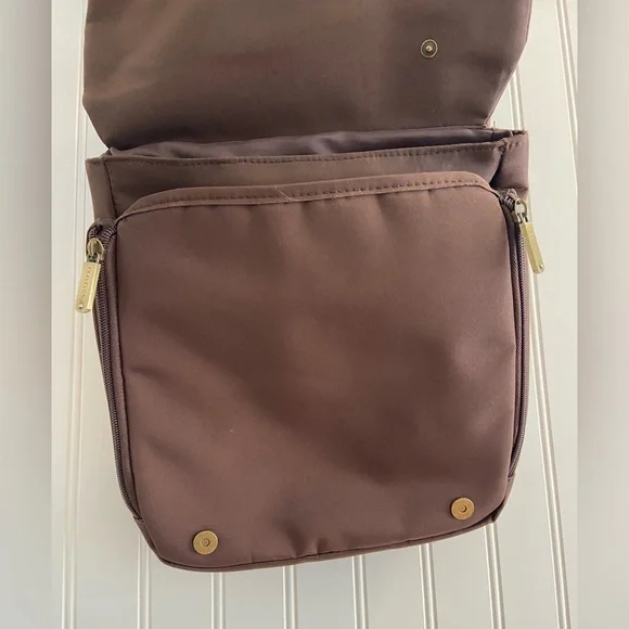 Travelon Cross Body Anti Theft Travel Bag Brown Pink Lining Polyester Nylon - Picture 7 of 16